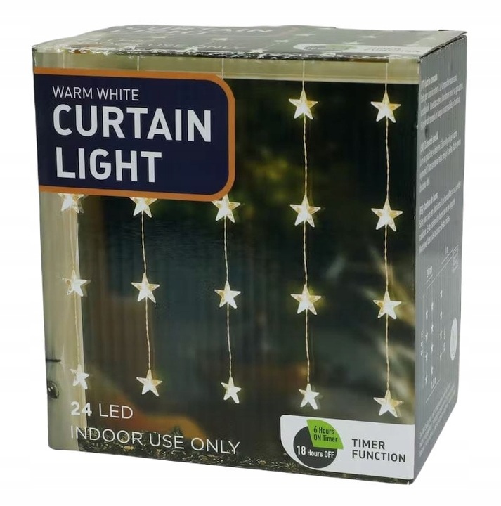 Kurtyna świetlna LED1,2x0,8m girlanda lampki gwiazdy na okno