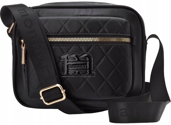 Monnari Czarna Pikowana Torebka Listonoszka Damska Z Paskiem Pojemna Torba