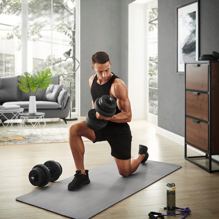 HANTLE CIĘŻARY 2 X 10KG Z ANTYPOŚLIZGOWYM UCHWYTEM Z PRĘTEM STALOWYM