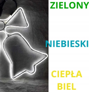 HIT! OZDOBA ŚWIĄTECZNA DZWONKI ZIMNY BIAŁY NEON