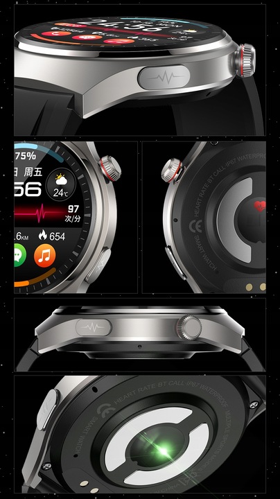 SMARTWATCH ZEGAREK MĘSKI Z EKG POMIAR CUKRU PULS CIŚNIENIE ROZMOWY MENU PL