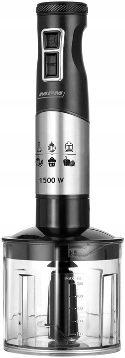 Blender ręczny MPM MBL-34M 1500W Funkcja Turbo Stal nierdzewna Czarny