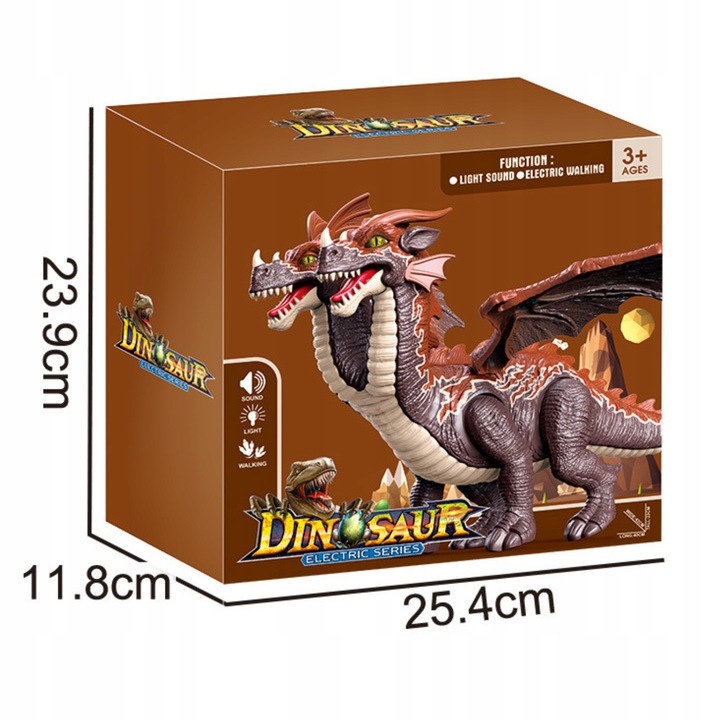 Dinozaur Dwugłowy Interaktywny Pterodaktyl Ruchome Skrzydła Nogi Ogon