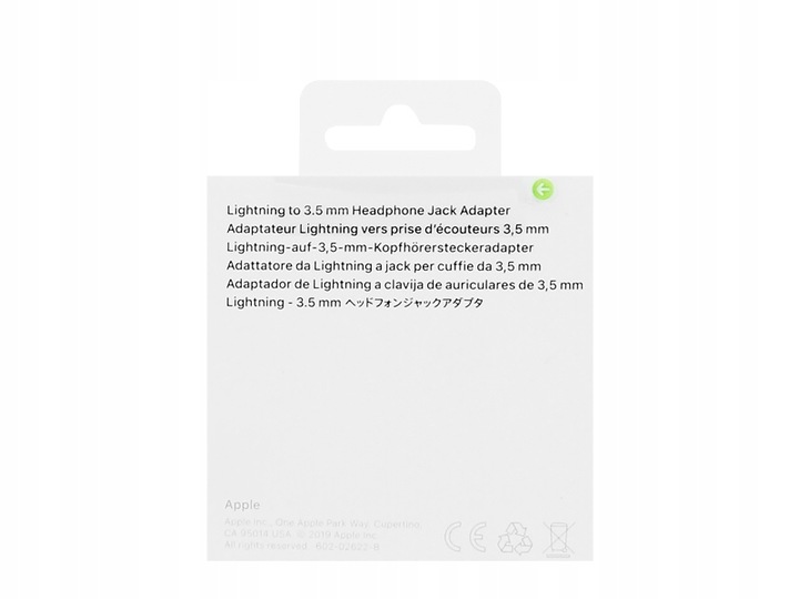 ORYGINALNY ADAPTER PRZEJŚCIÓWKA APPLE MMX62ZM/A LIGHTNING - JACK 3.5mm