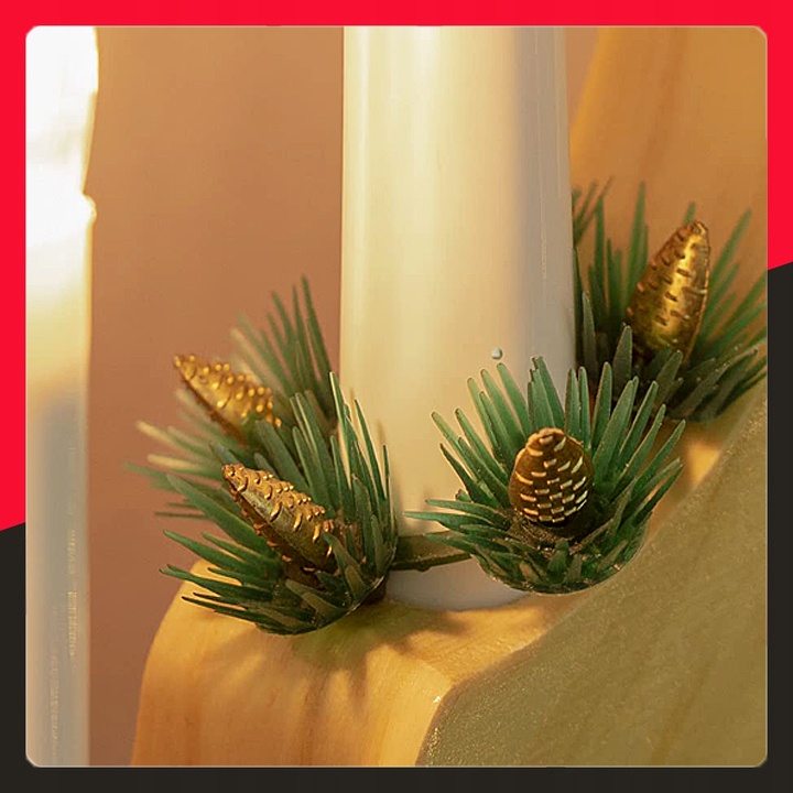 7 LED ŚWIECZNIK ADWENTOWY ŚWIĄTECZNY DREWNIANY ŚWIECE LAMPKI ŚWIECZKI PRĄD