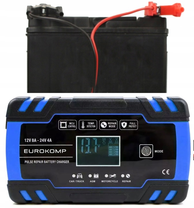 PROSTOWNIK ŁADOWARKA DO AKUMULATORA LCD 12V 24V 8A FUNKCJA NAPRAWY AKU.