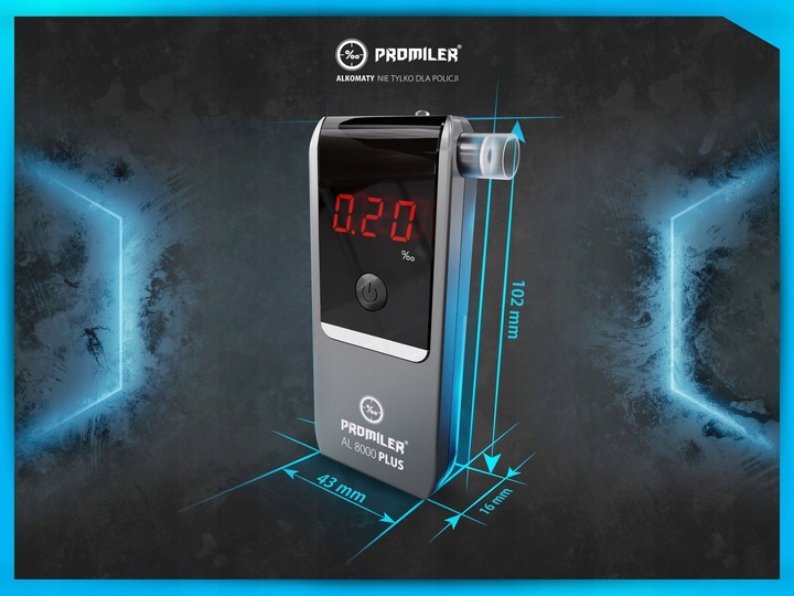 Alkomat PROMILER AL 8000 PLUS + 12 miesięcy kalibracji + ustniki