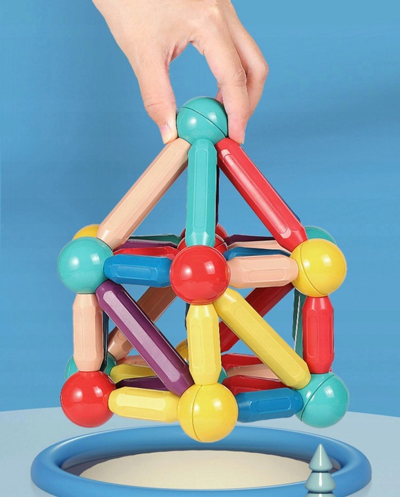 KLOCKI MAGNETYCZNE 64 ELEMENTY KREATYWNA ZABAWKA DIY MAGNETIC STICKS