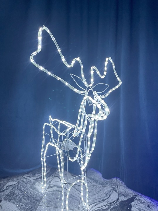 Ozdoba świąteczne RENIFER ŚWIECĄCY Z RUCHOMĄ GŁOWĄ BIAŁY Zimny ZEWNĘTRZNY