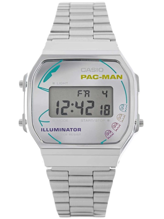 ZEGAREK CASIO A168WEPC-7AER VINTAGE COLLECTION x PAC-MAN RETRO SREBRNY