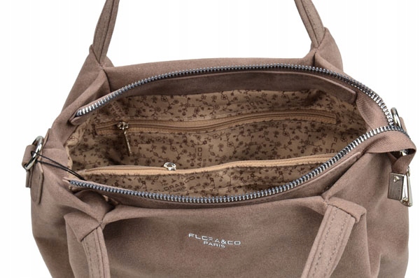 Flora&Co torebka kuferek zamsz BRĄZ elegancka CASUAL