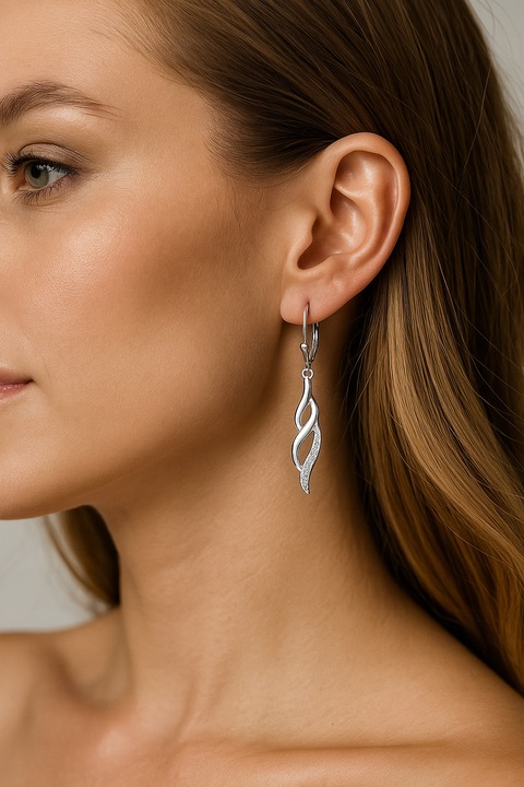 Srebrne kolczyki srebro długie wiszące kolczyki srebro rodowane oryginalne