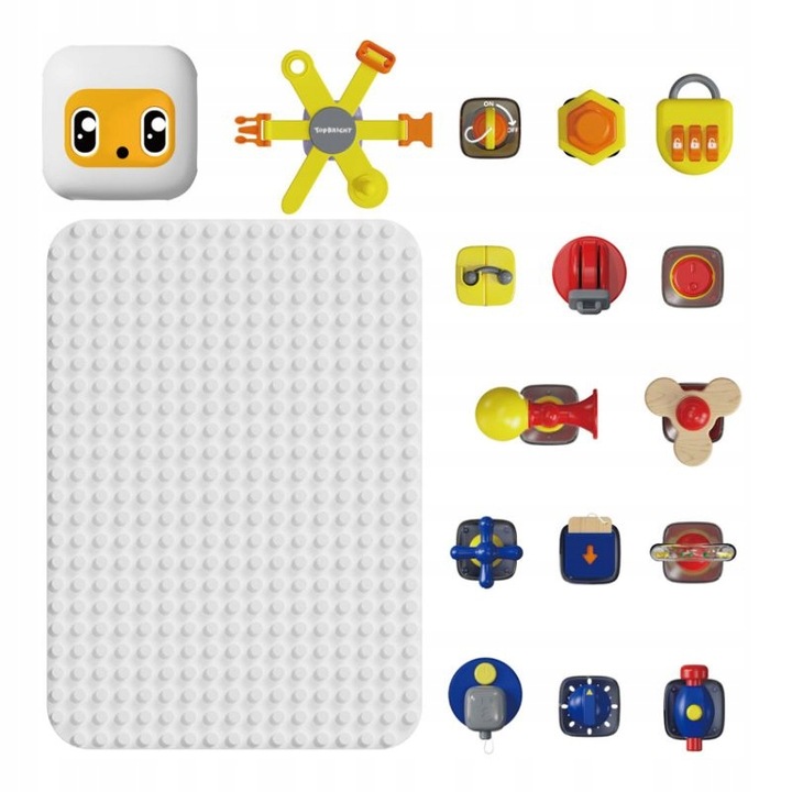 Tablica manipulacyjna z kostką i doczepianymi elementami 12 mies.+ TOPBRIGH