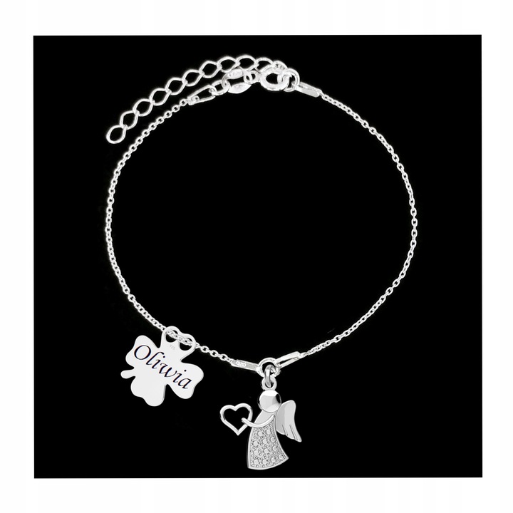 Srebrna Bransoletka dla Dziewczynki Aniołek Komunia GRAWER Srebro 925 ch6