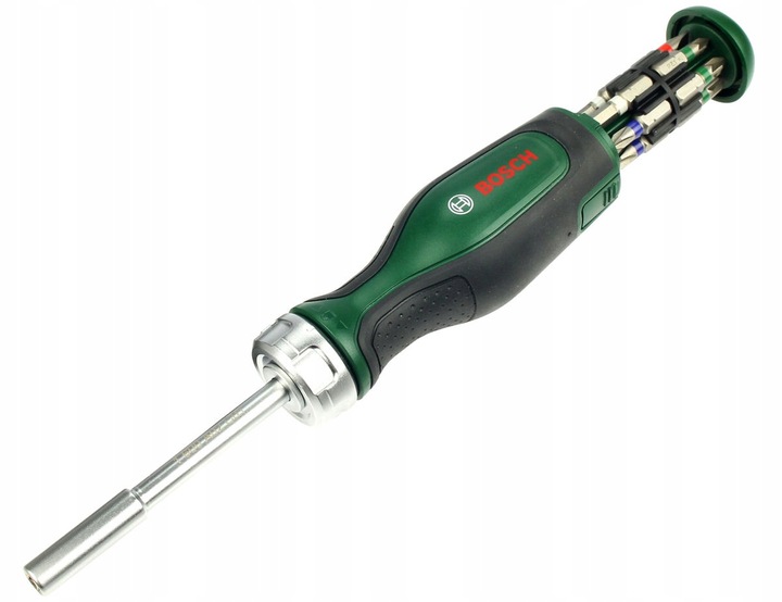 Wkrętak ręczny z grzechotką + 12 bitów BOSCH