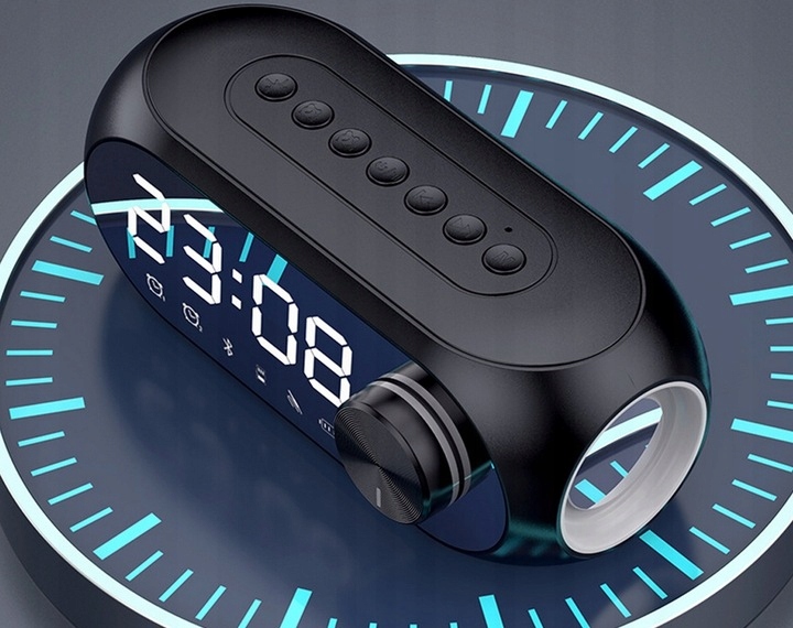 GŁOŚNIK LUSTRZANY BLUETOOTH 5.0 ZEGAR RADIO ALARM