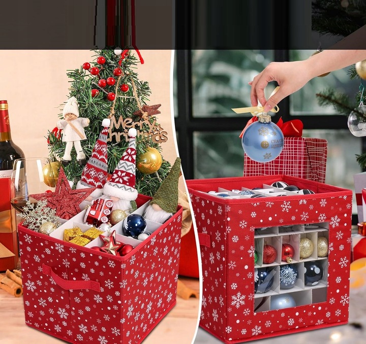 ŚWIĄTECZNE KOSZ PUDEŁKO PRZECHOWYWANIE ORGANIZER 83 BOMBKI CHOINKA ŚWIĘTA