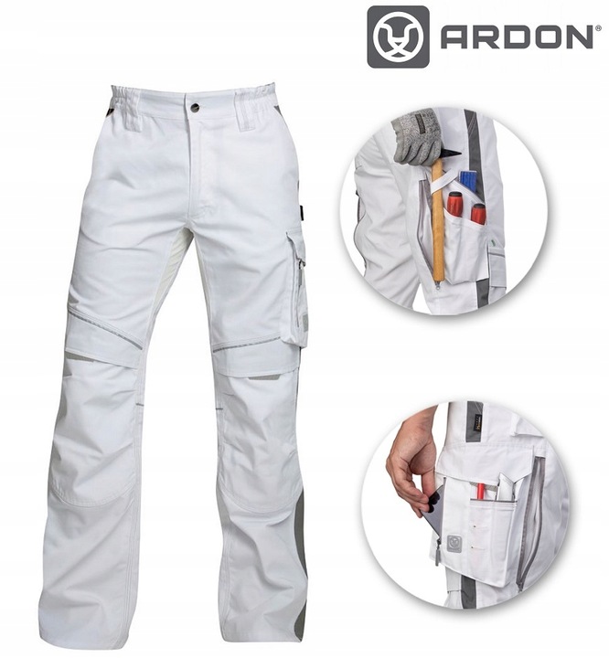 Spodnie Robocze Monterskie Elastyczne Modne Białe Malarskie ARDON URBAN+ 52
