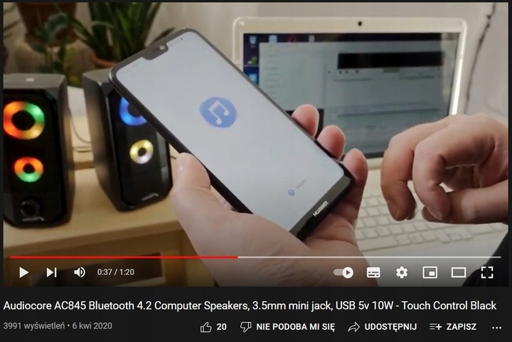GŁOŚNIKI KOMPUTEROWE ZESTAW 2.0 BLUETOOTH do PC LAPTOPA KOMPUTERA Audiocore
