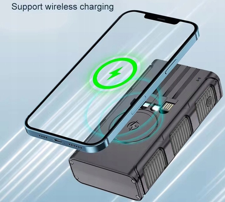 POWERBANK ŁADOWARKA SOLARNY INDUKCJA 36000mAh 8xUSB LATARKA 2x LED USB-C PD