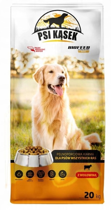 PSI KĄSEK BioFEED Karma dla psa z wołowiną 20kg
