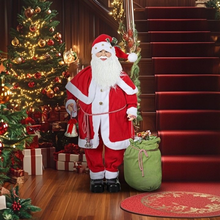 Figurka Świętego Mikołaja, ruchoma, z czujnikiem dźwięku, śmiech i