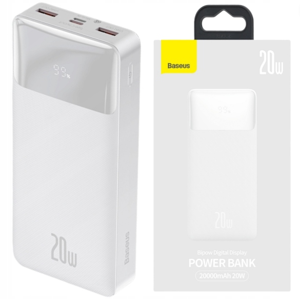 BASEUS POWER BANK 20000mah POWERBANK 20W PD 3x USB USB-C TYP-C 3A QC 3.0
