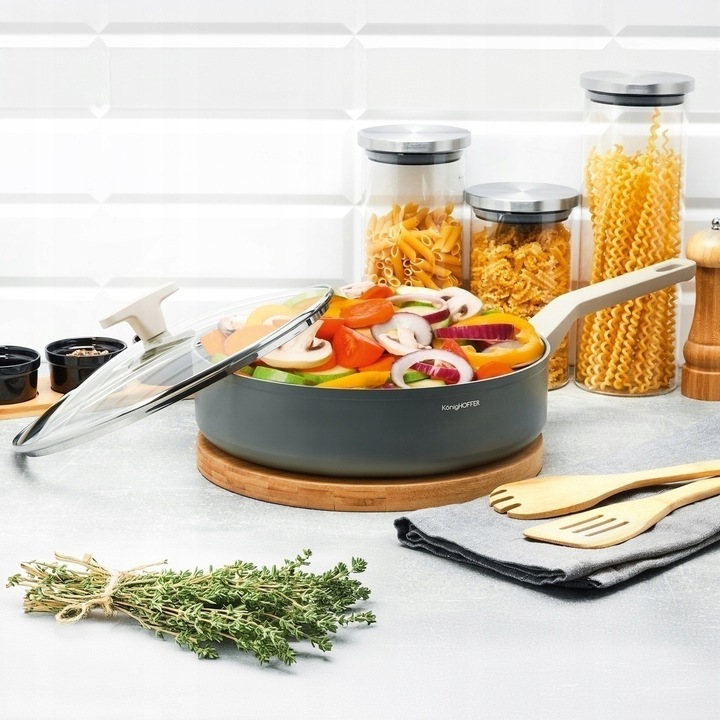 Patelnia na indukcję PATELNIA GŁĘBOKA NON-STICK Z POKRYWKĄ 28cm Pancetta