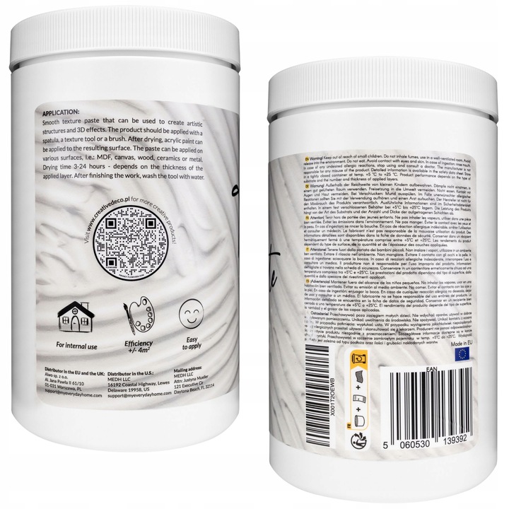 Pasta strukturalna 3D biała 2kg - gładka masa do efektów struktur dekoracji