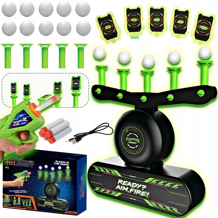 STRZELANIE DO CELU GRA PISTOLET + LATAJĄCE PIŁKI PREZENT DLA 6 7 8 9 LATKA