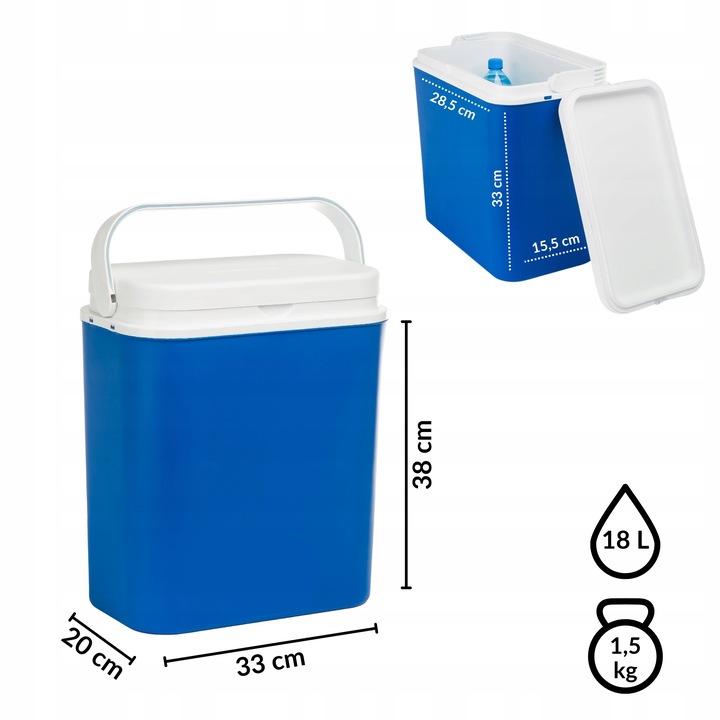 CHŁODZIARKA LODÓWKA 18L od KAMAI: NIEBIESKA, WZMOCNIONA RĄCZKA, made in EU