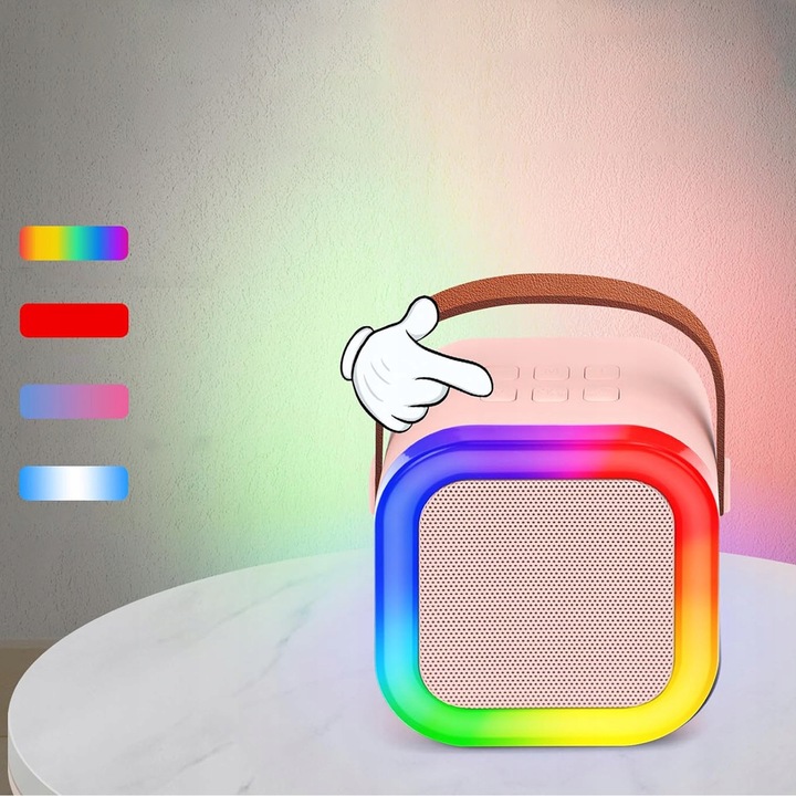 URZĄDZENIE ZESTAW DO KARAOKE, 2 MIKROFONY, GŁOŚNIK BLUETOOTH Z 3 TRYBY LED