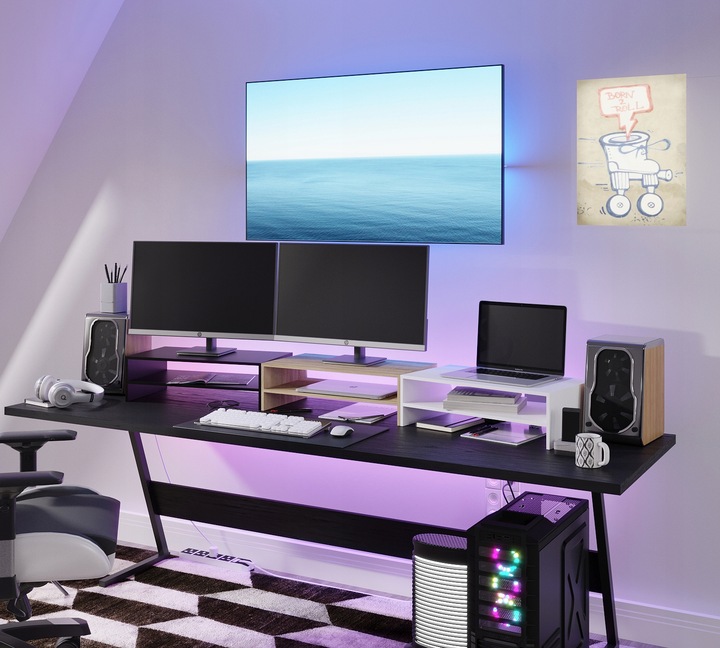 PODSTAWKA POD MONITOR Z PÓŁKĄ NA BIURKO NADSTAWKA PODNOSI EKRAN O 14 CM