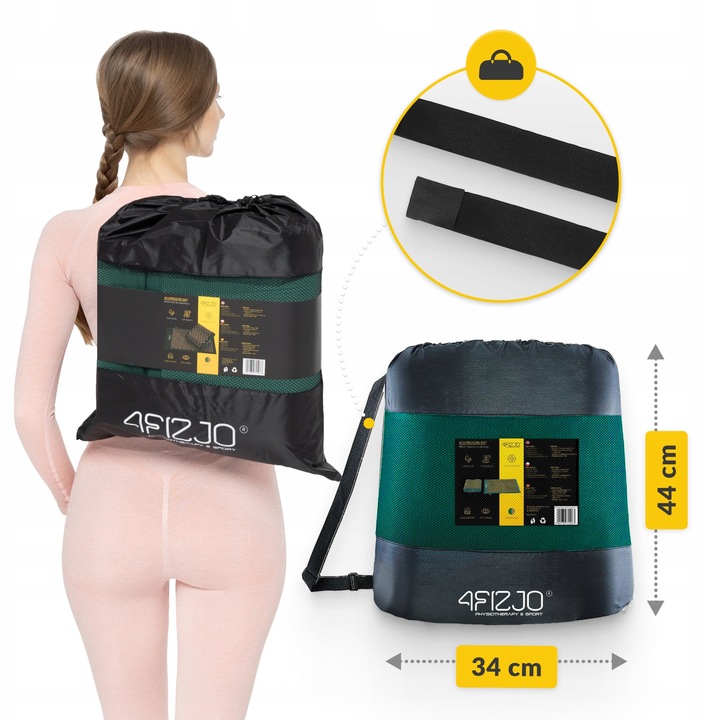 Mata do akupresury z poduszką XL 4FIZJO zielona