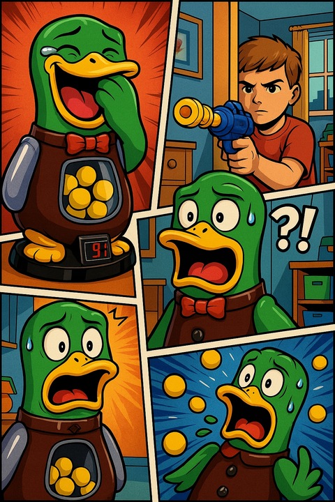 GŁODNA KACZKA XXL STRZELANIE DO CELU UCIEKA LED 2xPISTOLET PREZENT URODZINY