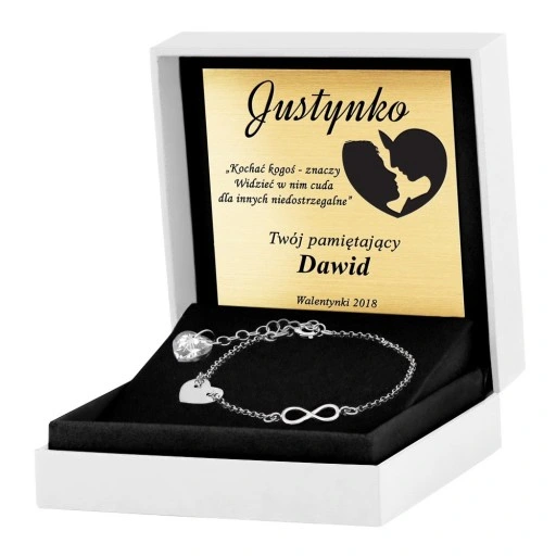 SREBRNA BRANSOLETKA 925 SERDUSZKO GRAWER