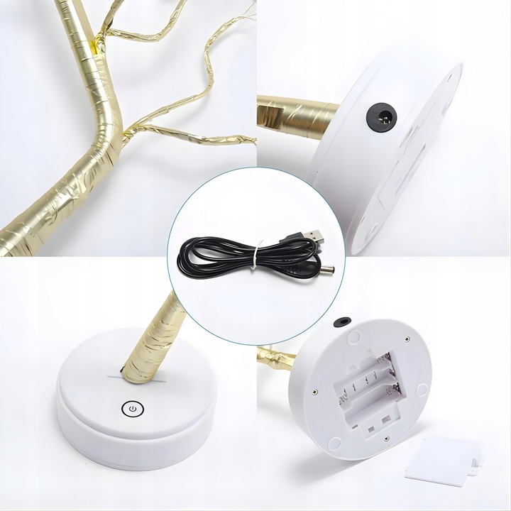 DRZEWKO LAMPKA BONSAI LED 50 CM ZŁOTE LISTKI LIŚCIE CHOINKA ŚWIECĄCE USB