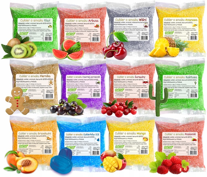Cukier 12x 100g Do Waty Kolorowy w Saszetkach Wariant 2 + Dodatki