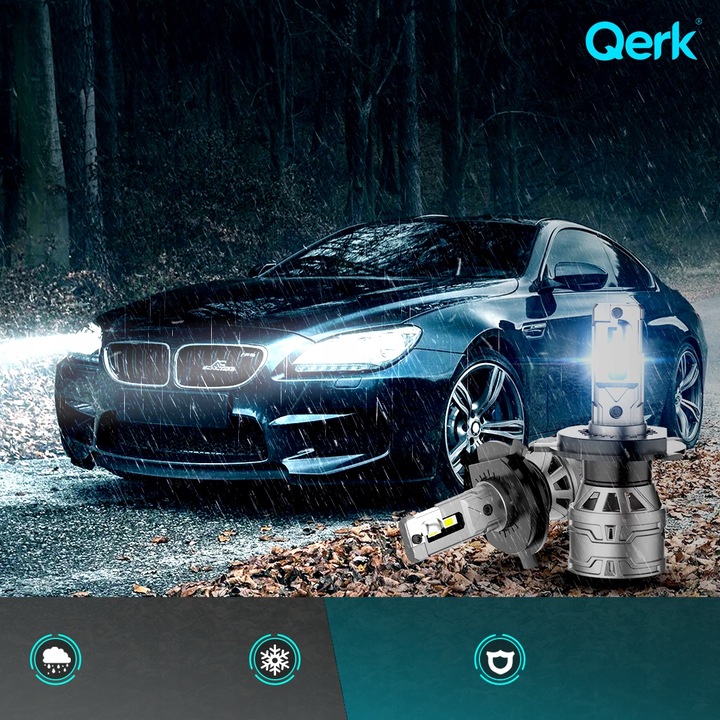ŻARÓWKI LED H4 QERK E4 RETROFIT 120W 6000K MOCNE CANBUS ODCIĘCIE
