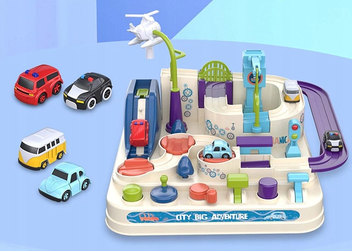 TOR PRZESZKÓD SAMOCHODOWY INTERAKTYWNY ZJEŻDŻALNIA Z PRZESZKODAMI + AUTKA