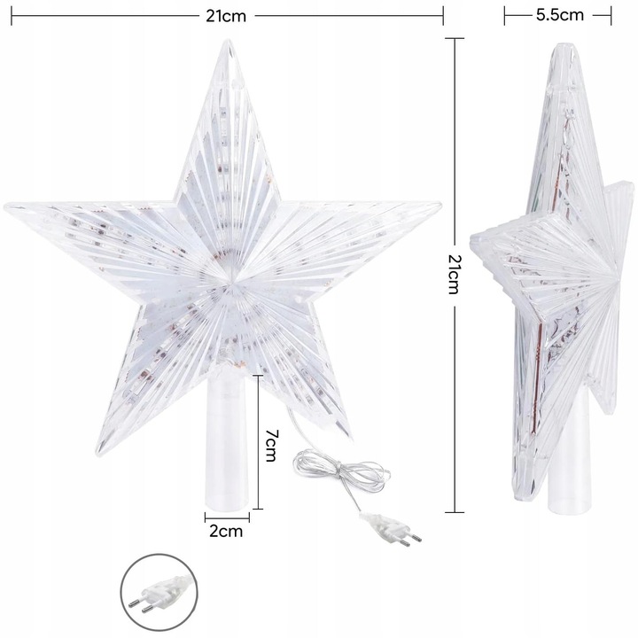 Czubek Na Choinkę Z 31 LED Czubek W Kształcie Gwiazdy, Lampki Choinkowe