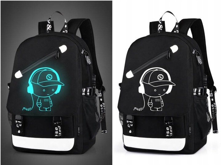 PLECAK SZKOLNY ŚWIECĄCY MŁODZIEŻOWY DUŻY A4 PIÓRNIK LISTONOSZKA SET3 USB