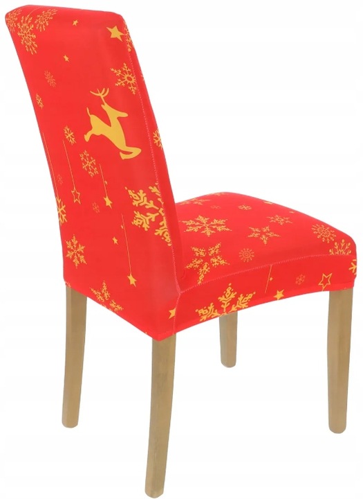ZESTAW 6 SZT POKROWIEC NA KRZESŁO CZERWONY ŚWIĄTECZNE WZORY ELASTYCZNY UNIW