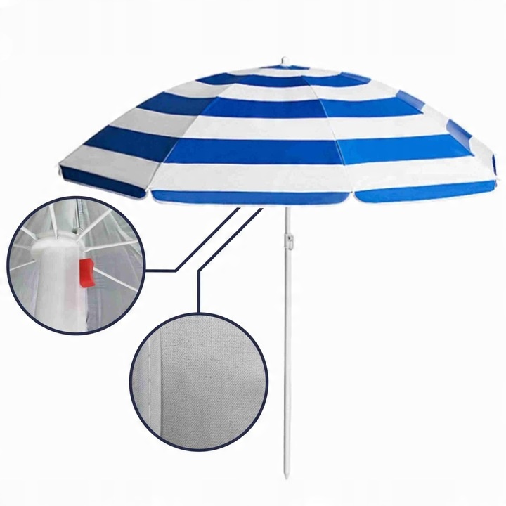 Parasol Plażowy Ogrodowy Łamany Filtr UV 50 + Pokrowiec Captain Mike