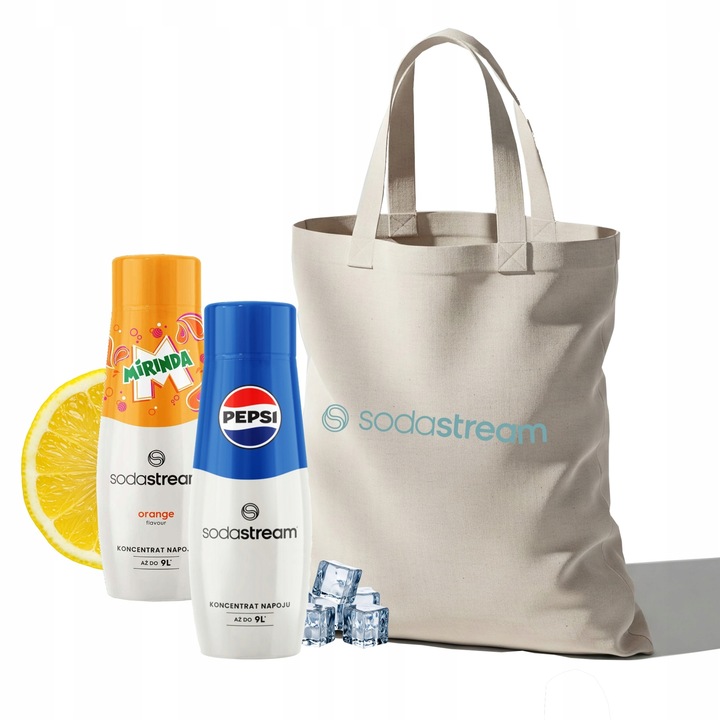 Zestaw Syrop koncentrat SodaStream Pepsi, Mirinda 2x440 ml + Torba GRATIS