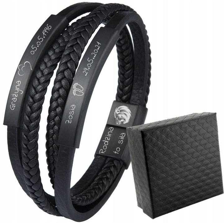 Bransoletka skórzana PODWÓJNA dzień OJCA dla TATY SYNA z GRAWEREM prezent