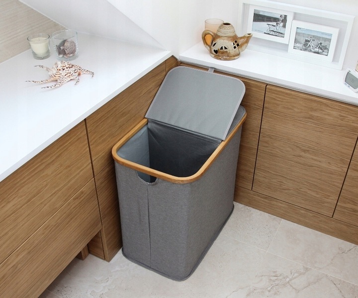 KOSZ NA PRANIE BIELIZNĘ POJEMNIK 100 L Bambus grey
