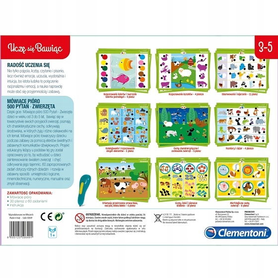 Gra edukacyjna Clementoni Mówiące pióro 500 pytań Zwierzęta Clementoni