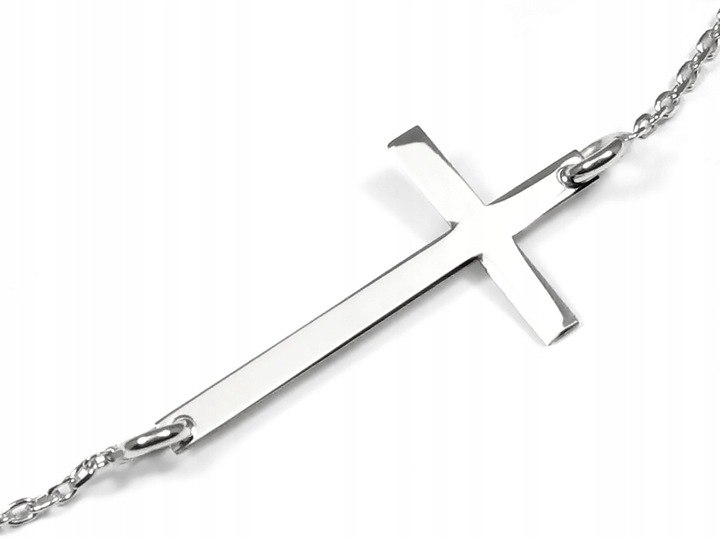 ŁAŃCUSZEK NASZYJNIK CELEBRYTKA KRZYŻYK ZE SREBRA PRÓBY 925 RODOWANEGO