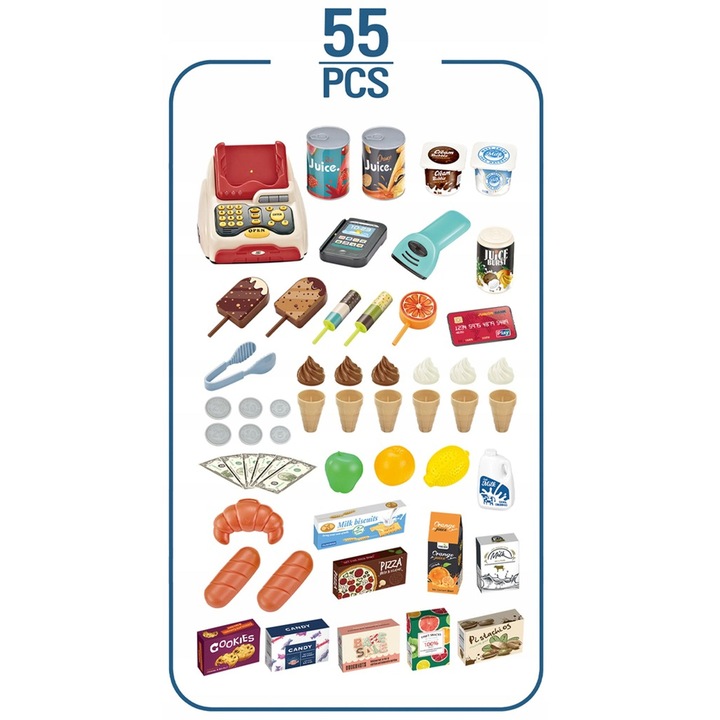 SKLEP SUPERMARKET DLA DZIECI STRAGAN KASA LODY DŹWIĘKI + 55 AKC. MATADI